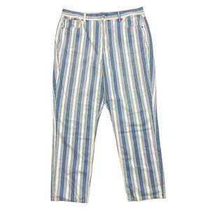 *New American Eagle Mom Jeans Womens 18L Blue Striped Festival Boho Fairy Core